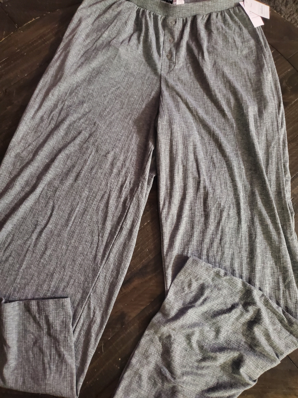 Auden Gray Ribbed Wide-Leg Lounge Pants